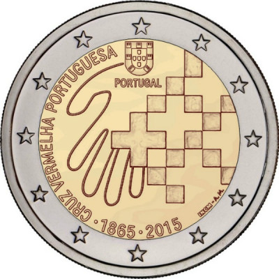 Монета 2 евро 2015 год "150 лет Португальскому Красному Кресту".